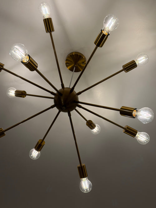 Gold 12‑Light Sputnik Chandelier – Modern Luxury Ceiling Light