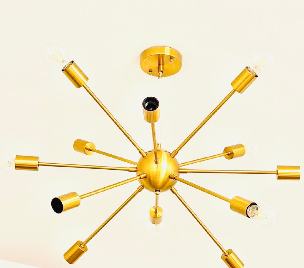 Gold 12‑Light Sputnik Chandelier – Modern Luxury Ceiling Light