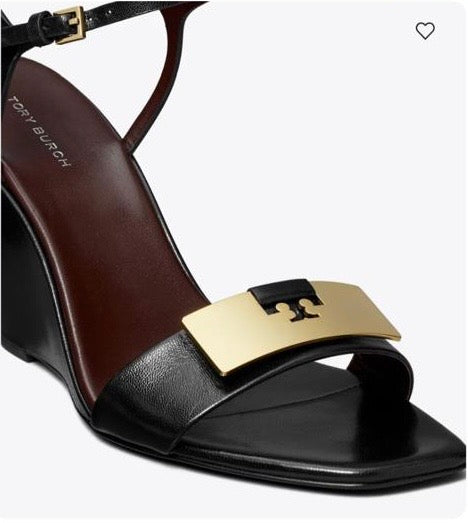 Tory Burch Leather Wedge Sandals – Black