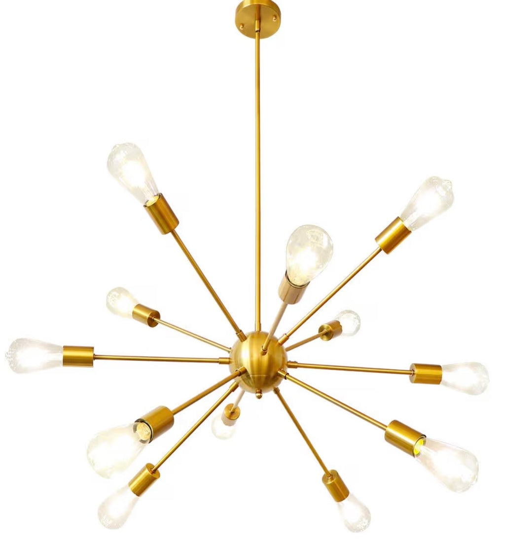 Gold 12‑Light Sputnik Chandelier – Modern Luxury Ceiling Light